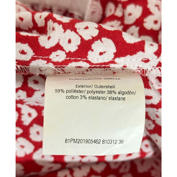 Purificacion Garcia Red White Ditsy Floral Peplum Back Zip Blouse Size 36 Size 6 - Picture 9 of 9